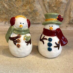 Snowman Salt and Pepper shakers 3" tall ceramic